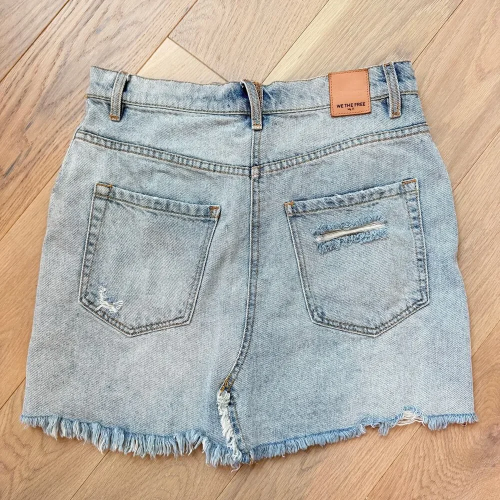 Free People We The Free Brea Cutoff Button Fly Denim Mini Skirt Size 27